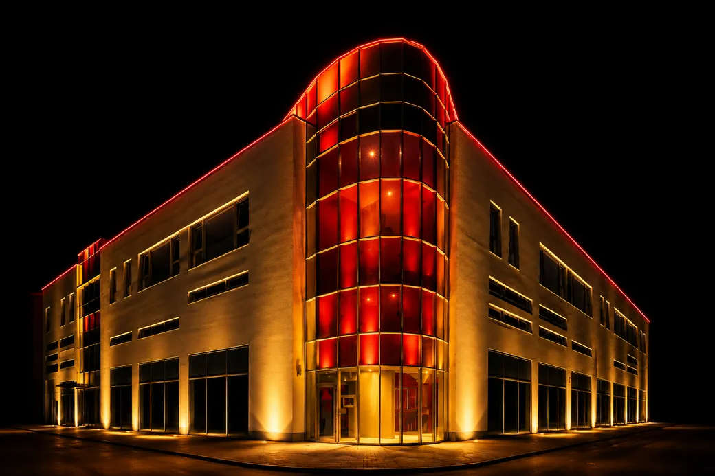 Das Einkaufszentrum Weißes Ross in Braunschweig bei Nacht – Standort des East Star Restaurants